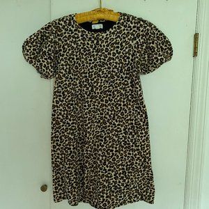 PUFFY SHORT SLEEVES DRESS KNEE-LENGTH SIZE S ANIMAL PRINT